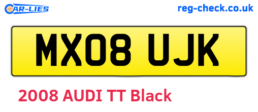 MX08UJK are the vehicle registration plates.