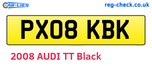 PX08KBK are the vehicle registration plates.