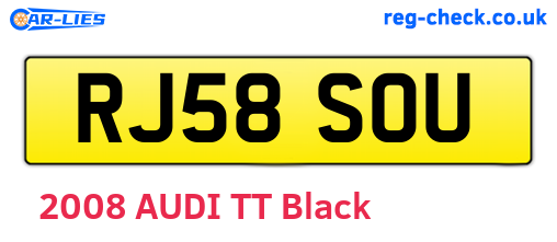 RJ58SOU are the vehicle registration plates.