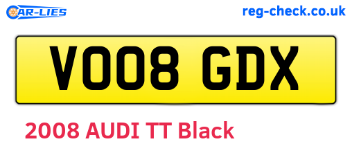VO08GDX are the vehicle registration plates.