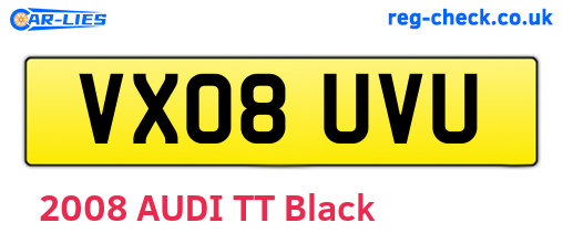VX08UVU are the vehicle registration plates.