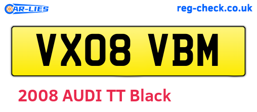 VX08VBM are the vehicle registration plates.