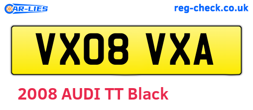 VX08VXA are the vehicle registration plates.
