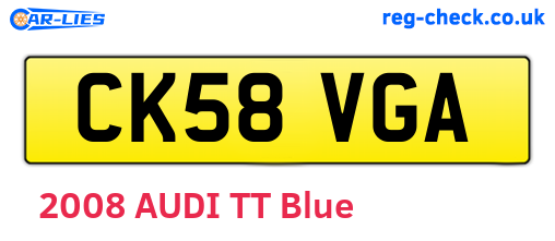 CK58VGA are the vehicle registration plates.