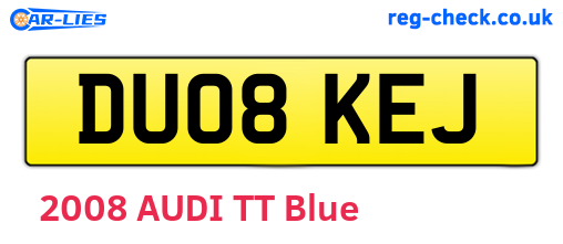 DU08KEJ are the vehicle registration plates.