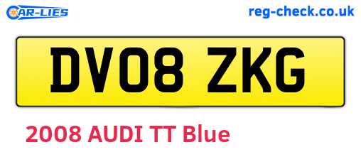 DV08ZKG are the vehicle registration plates.