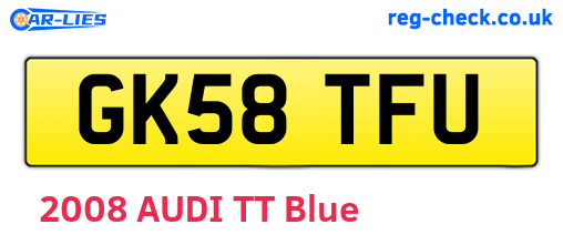 GK58TFU are the vehicle registration plates.