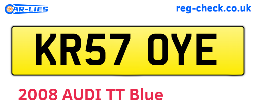 KR57OYE are the vehicle registration plates.