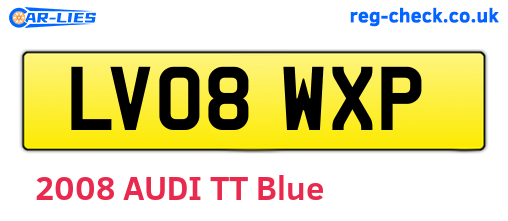 LV08WXP are the vehicle registration plates.