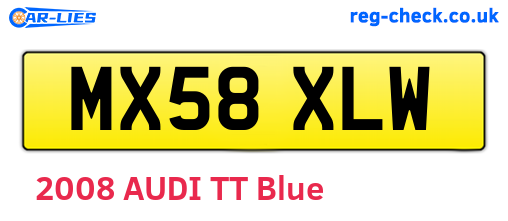 MX58XLW are the vehicle registration plates.