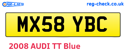 MX58YBC are the vehicle registration plates.