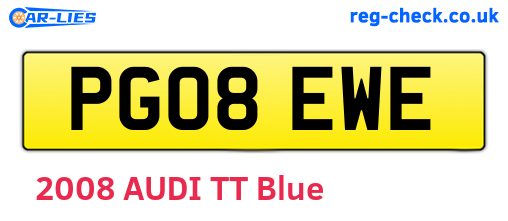 PG08EWE are the vehicle registration plates.