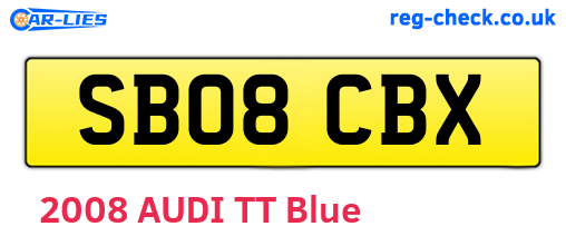 SB08CBX are the vehicle registration plates.