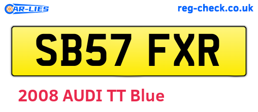 SB57FXR are the vehicle registration plates.