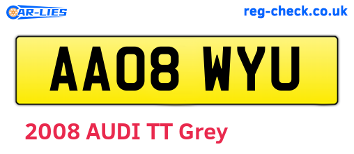 AA08WYU are the vehicle registration plates.