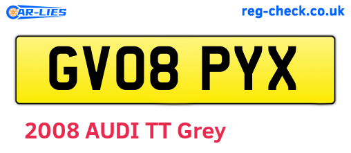 GV08PYX are the vehicle registration plates.