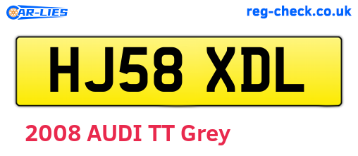 HJ58XDL are the vehicle registration plates.