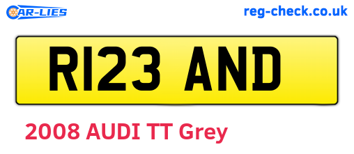 R123AND are the vehicle registration plates.