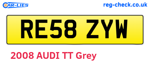 RE58ZYW are the vehicle registration plates.