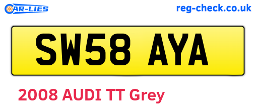 SW58AYA are the vehicle registration plates.