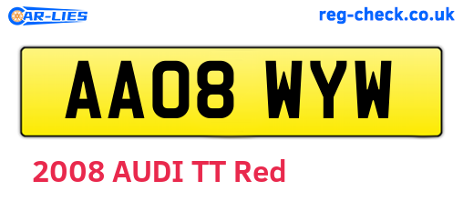 AA08WYW are the vehicle registration plates.