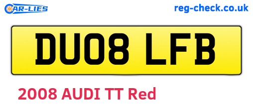DU08LFB are the vehicle registration plates.