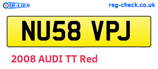 NU58VPJ are the vehicle registration plates.