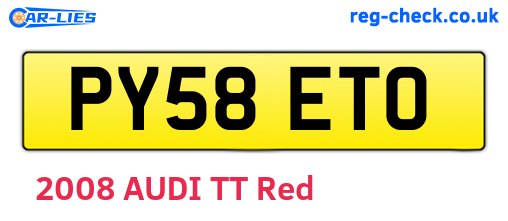 PY58ETO are the vehicle registration plates.