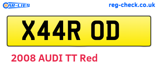 X44ROD are the vehicle registration plates.