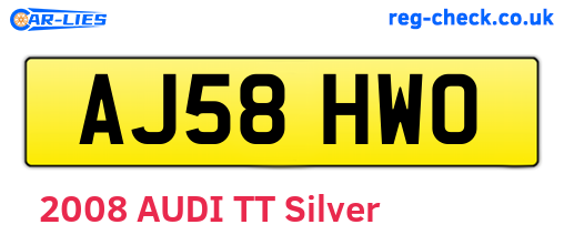 AJ58HWO are the vehicle registration plates.