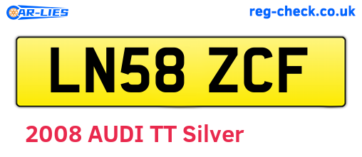 LN58ZCF are the vehicle registration plates.