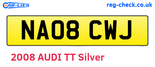NA08CWJ are the vehicle registration plates.