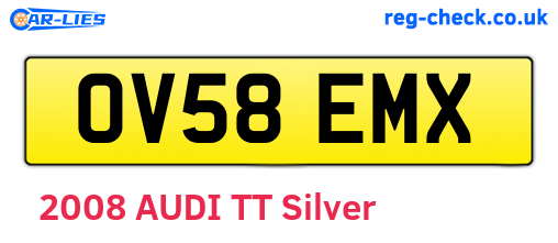 OV58EMX are the vehicle registration plates.