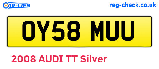 OY58MUU are the vehicle registration plates.
