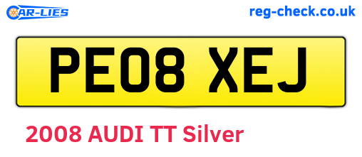 PE08XEJ are the vehicle registration plates.