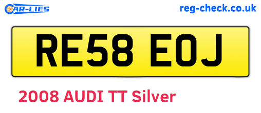 RE58EOJ are the vehicle registration plates.