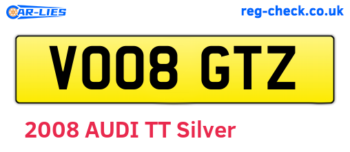 VO08GTZ are the vehicle registration plates.