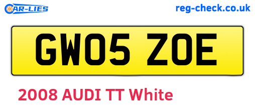 GW05ZOE are the vehicle registration plates.