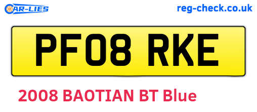 PF08RKE are the vehicle registration plates.