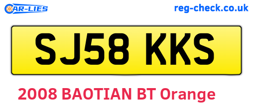 SJ58KKS are the vehicle registration plates.