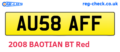 AU58AFF are the vehicle registration plates.