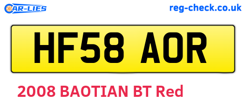 HF58AOR are the vehicle registration plates.