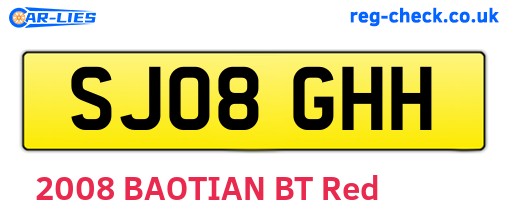 SJ08GHH are the vehicle registration plates.
