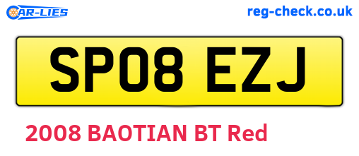 SP08EZJ are the vehicle registration plates.