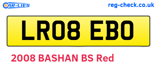 LR08EBO are the vehicle registration plates.