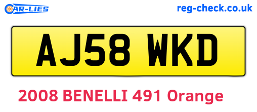 AJ58WKD are the vehicle registration plates.