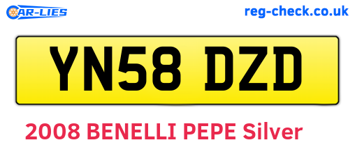 YN58DZD are the vehicle registration plates.