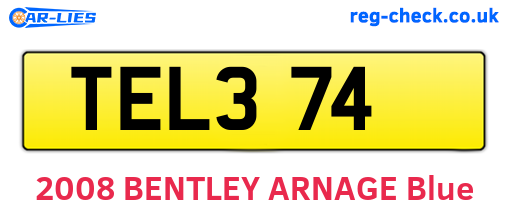 TEL374 are the vehicle registration plates.