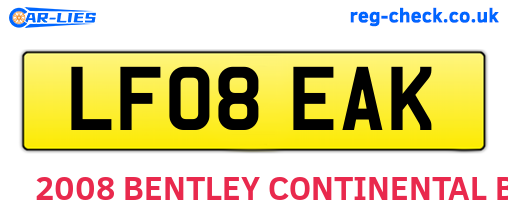 LF08EAK are the vehicle registration plates.