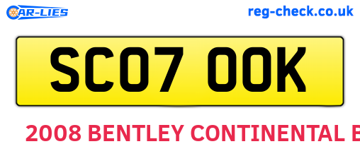 SC07OOK are the vehicle registration plates.